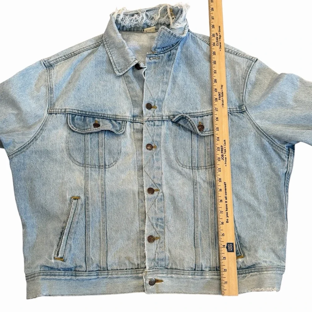Vintage Lee Riders Trucker‎ Denim Jacket Thrashed Tag Size XL Distressed 80s 90s